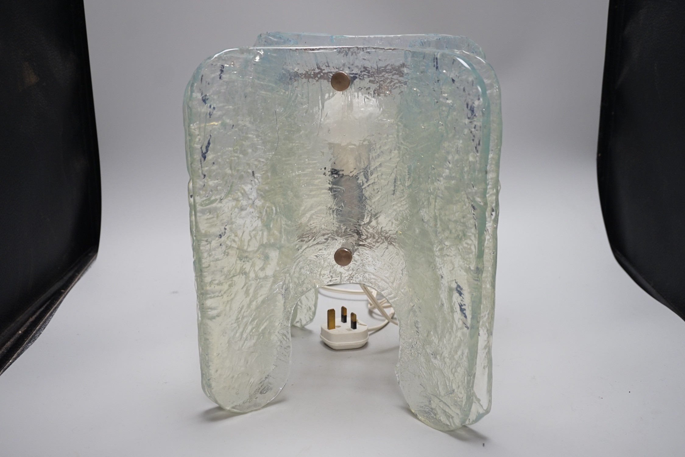 A 1960s Murano opalescent glass table lamp, possibly designed by Carlo Nason, 34cms high